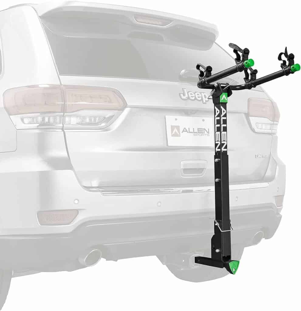 Allen Sports Deluxe Locking Quick Release 2-Bike Carrier for 2 in. and 1 1/4 in. Hitch, Model ZN522Q, Black