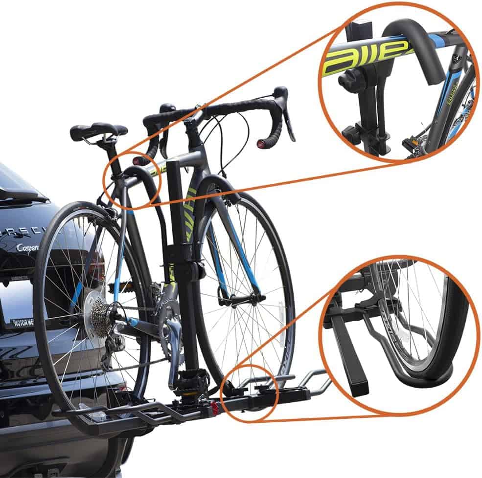BV 2 Bikes Hitch Mount Rack Carrier for Car Truck SUV - Tray Style Smart Tilting Design Bicycle Hitch Rack