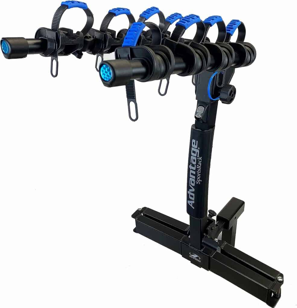 Heininger Advantage glideAWAY Elite Four Bike Rack Carrier Compatible with 1-1/4 and 2 Hitch Receiver with Hitch Lock and Cable Lock Included