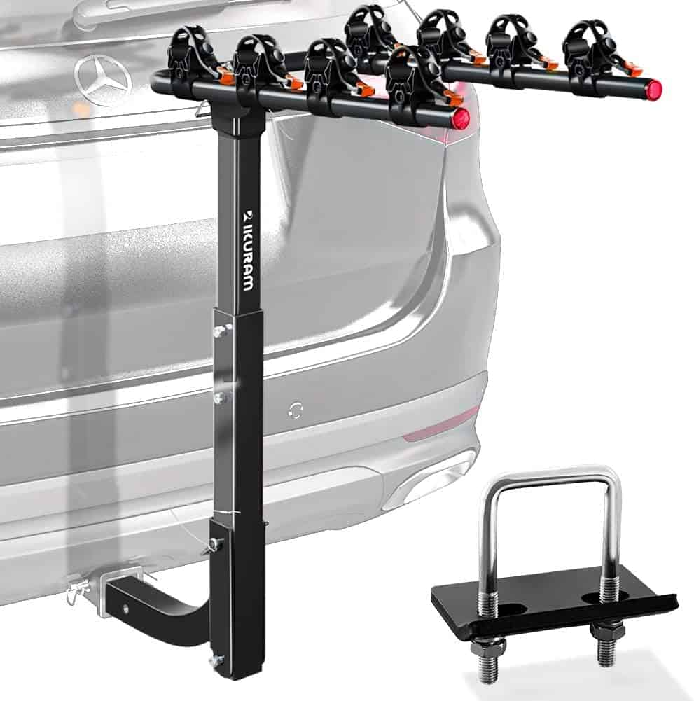 IKURAM R 4 Bike Rack Bicycle Carrier Racks Hitch Mount Double Foldable Rack for Cars, Trucks, SUVs and minivans with a 2 Hitch Receiver