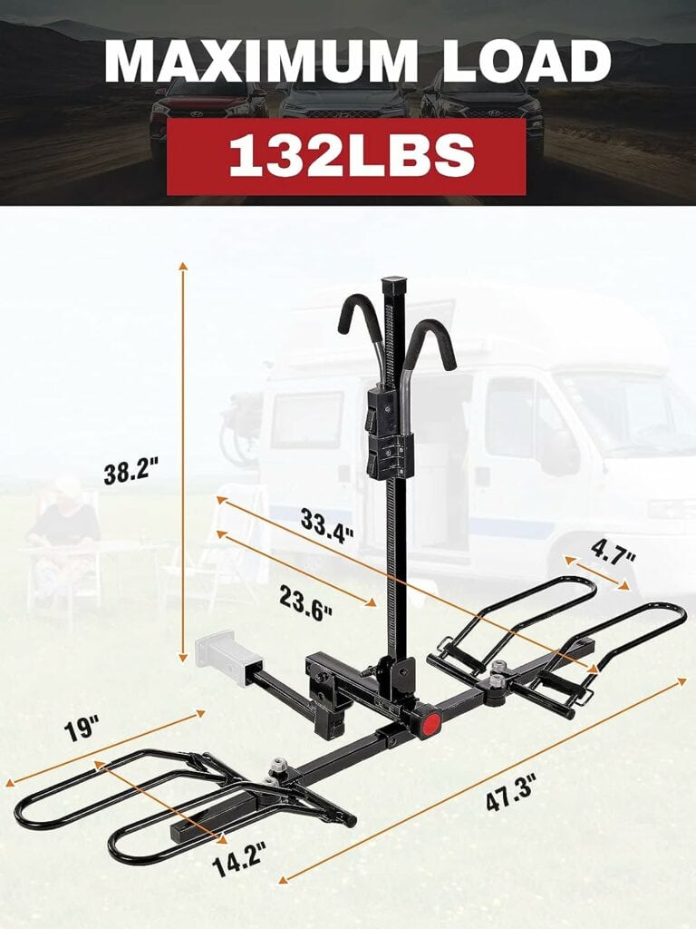 SIMETUHS Bike Rack Carrier for Car Truck SUV，132 lbs Heavy Weight Capacity - Tray Style Smart Tilting Design (2-Bike Carrier)