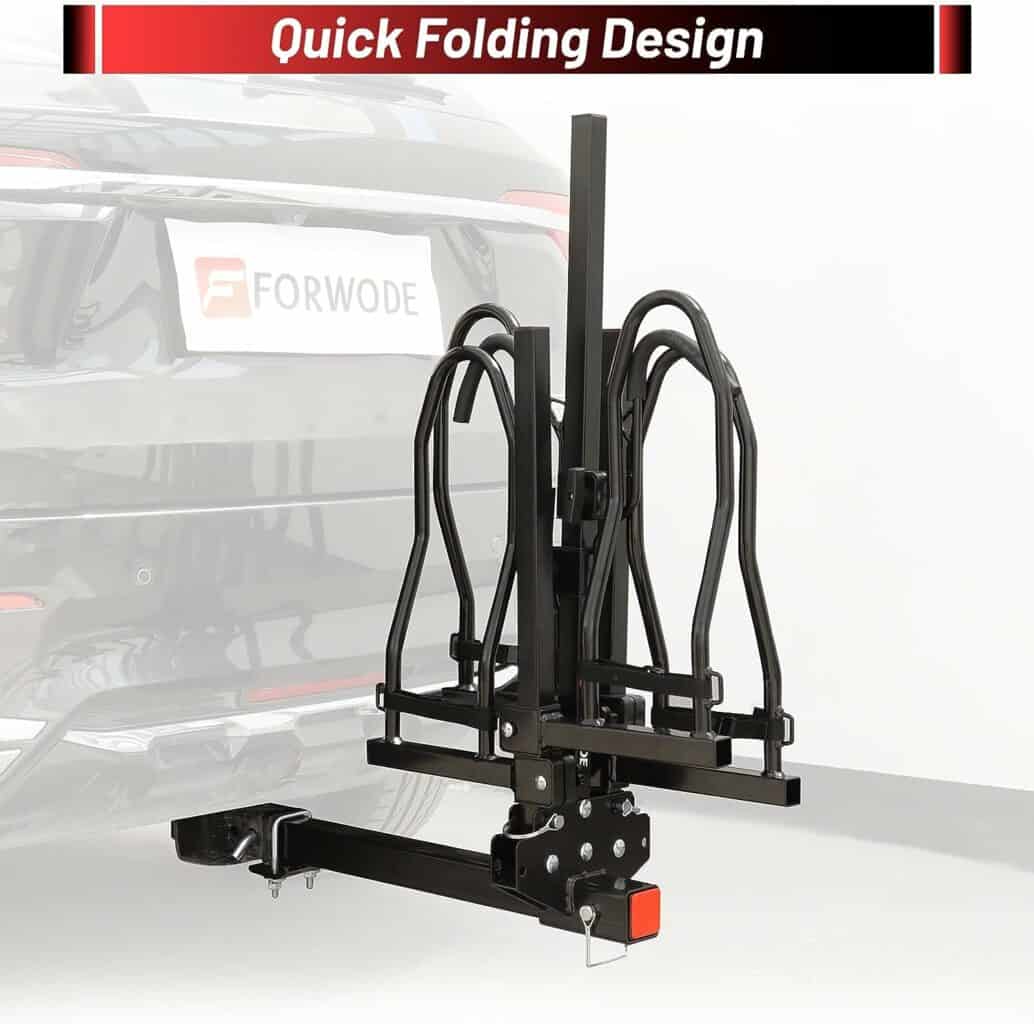 FORWODE Hitch Mount Rack, Folding Bike Rack Platform Fits Fat Tire, Max 120 lbs for 2 Bike, 2 Receiver