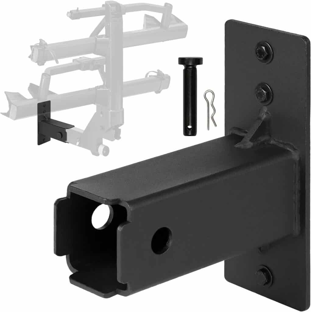 Hitch Wall Mount- 2 Inch, Garage Bike Storage, Trailer Hitch Wall Mount and Cargo Mount Secures Sporting Equipment, Gear, Snowboards, Bicycles up to 200 lbs