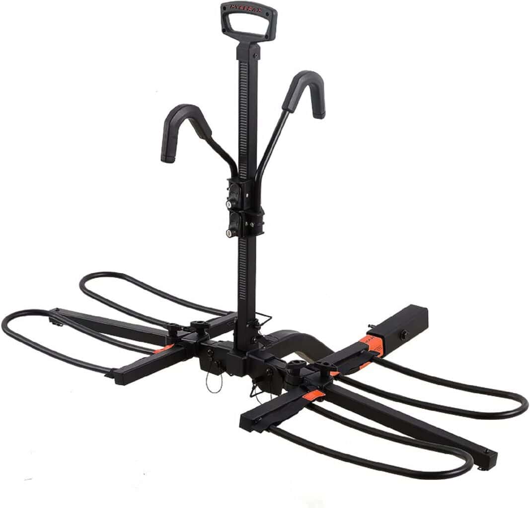 HYPERAX Volt RV Approved Hitch Mounted 2 E Bike Rack Carrier for RV,Camper,Motorhome,Trailer,Toad with 2 Class 3 or Higher Tow Hitch Receivers -Fits Up to 2X 70lbs E Bikes with Up to 5 Fat Tires