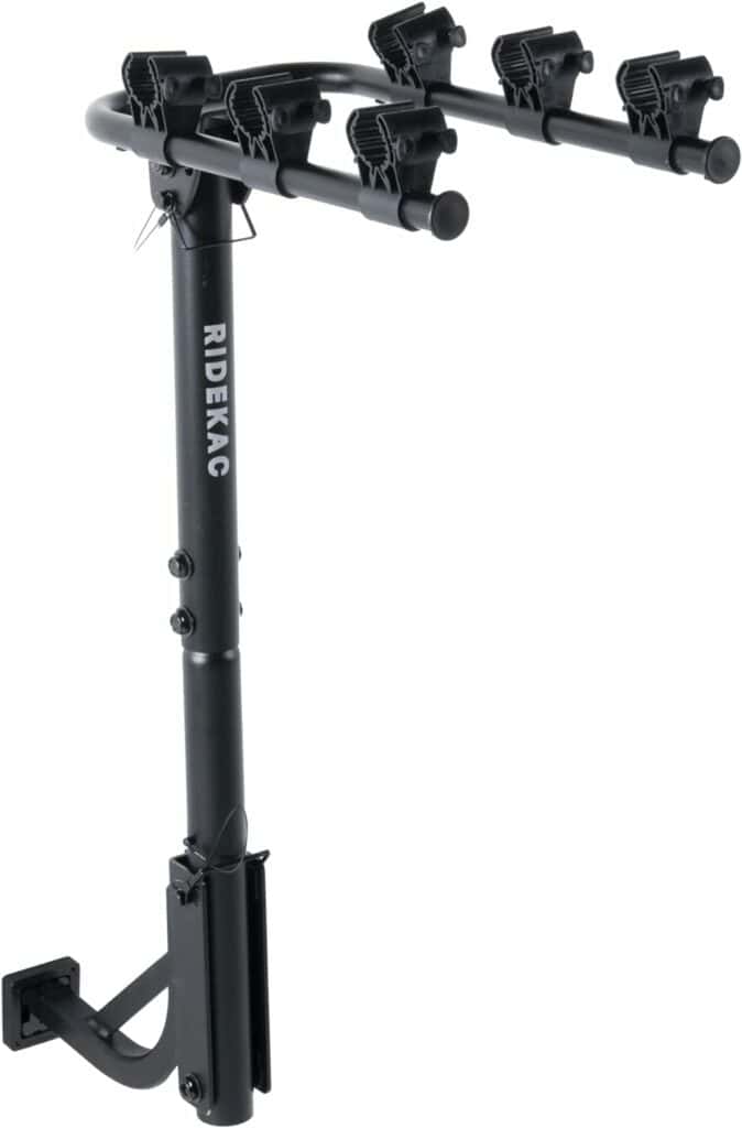 KAC S3 Hitch Mounted 3-Bike Suspension Rack, Quick Release Handle, Double Folding, Smart Tilting Design, 1.25  2 Hitch with Included Adapter