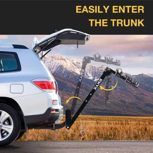 KYX 2 Bike Car Hitch Rack - Bicycle Racks Mount Carrier with 2 in. Hitch, 143LBS Capacity Steel Frame with Foldable Arms and Tilt-Away Modes, Easy Assembly and Safe Locking for Car SUV Truck, Grey