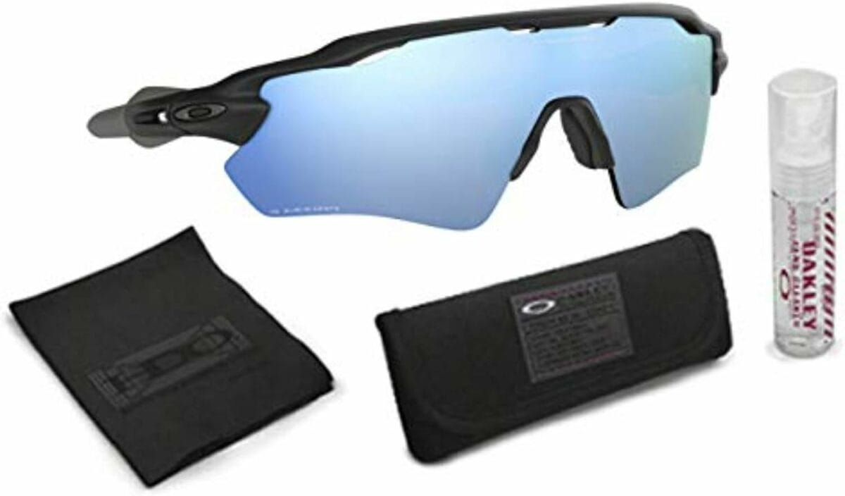 Oakley Radar EV Path Sunglasses (Matte Black Frame/Deep Prizm Water Polarized Lens) with Lens Cleaning Kit (Black)