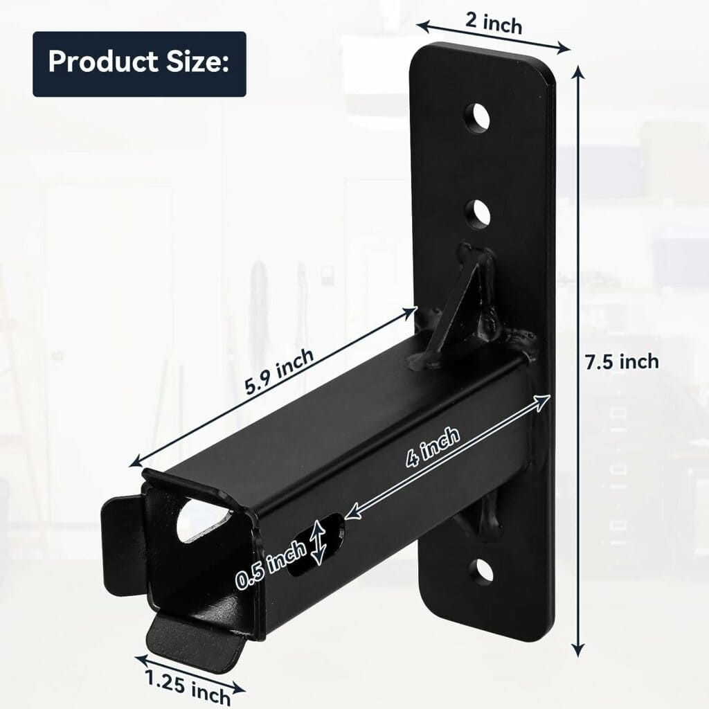 QBA 1.25 inch Hitch Wall Mount, Wall Mount Heavy Duty Bicycle Cargo Rack Garage Organizer, Trailer Hitch Receiver Storage Rack, Holds up to 175 Lbs